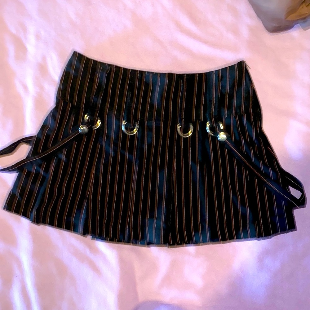 Y2K Vintage LA Lip Service Pleated Pin Stripe Mini Skirt